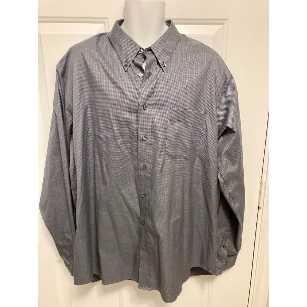 Eddie Bauer Button Up Shirt XL Tall Long Sleeve Pocket Navy White Check Men’s
